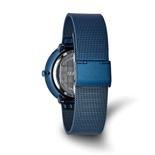 Mason Sales Stainless Steel Blue IP-Plated Mesh Band Watch