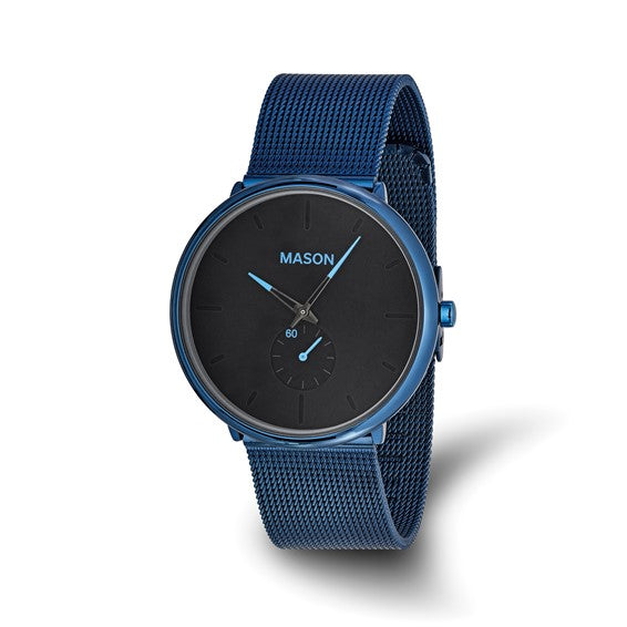 Mason Sales Stainless Steel Blue IP-Plated Mesh Band Watch