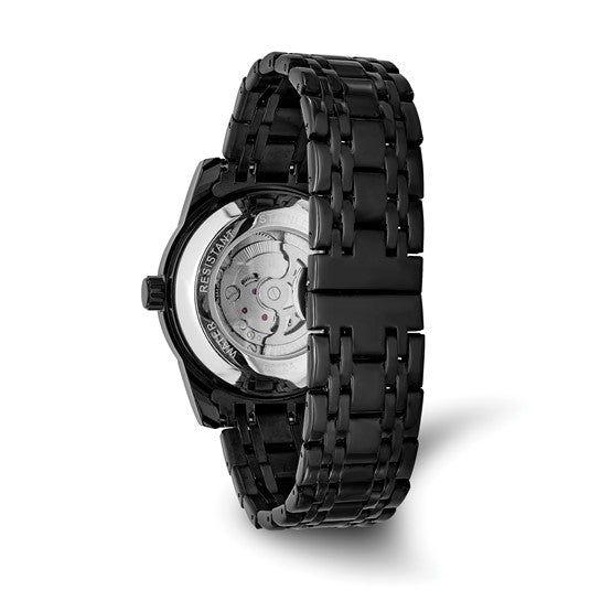 Mason Black IP-Plated Skeleton Movement Automatic Watch