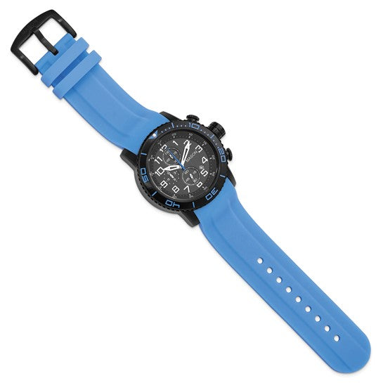 Mason Sales Stainless Steel Chronograph Blue Silicone Band Watch