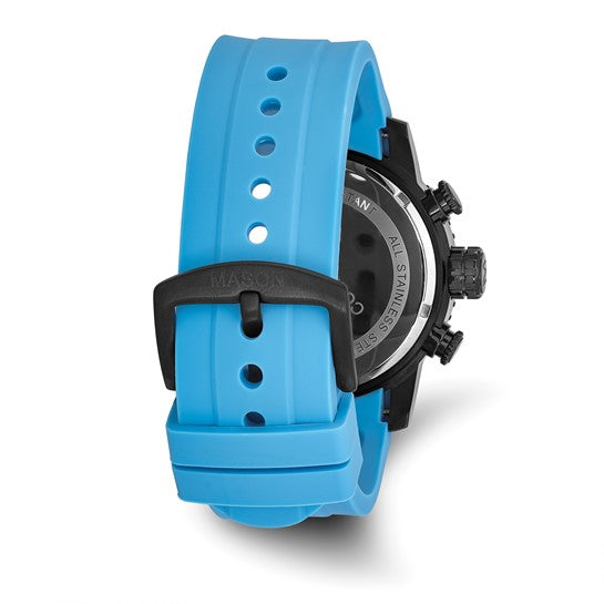 Mason Sales Stainless Steel Chronograph Blue Silicone Band Watch