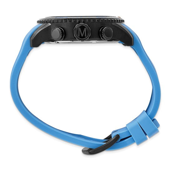 Mason Sales Stainless Steel Chronograph Blue Silicone Band Watch