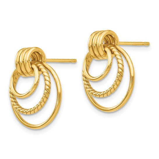 14KY Multi-Layer Textured Hoop Earrings