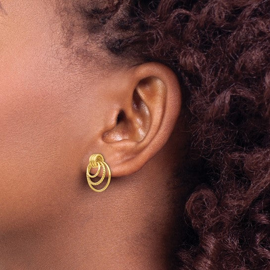 14KY Multi-Layer Textured Hoop Earrings