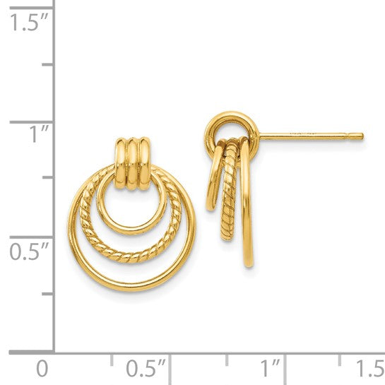 14KY Multi-Layer Textured Hoop Earrings