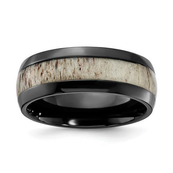White Antler & Black Zirconium Band