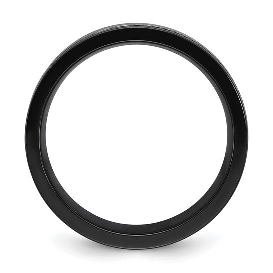 Damascus Steel & Black Zirconium Band