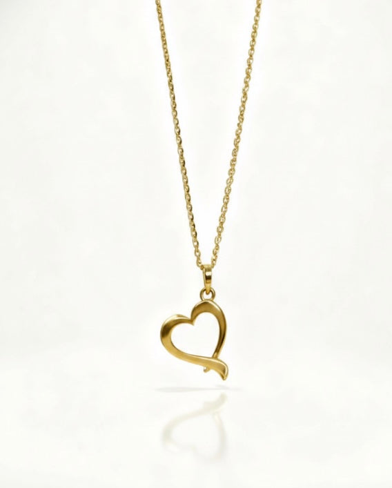 925 Sterling Silver Yellow-Tone Womens Heart Charm Pendant