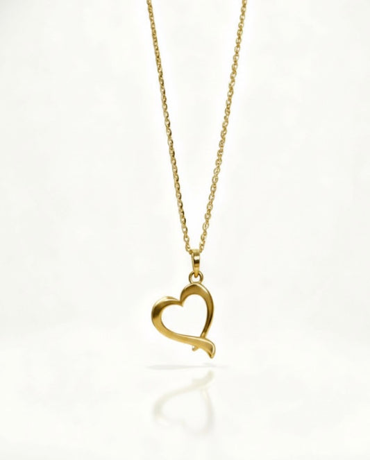 925 Sterling Silver Yellow-Tone Womens Heart Charm Pendant