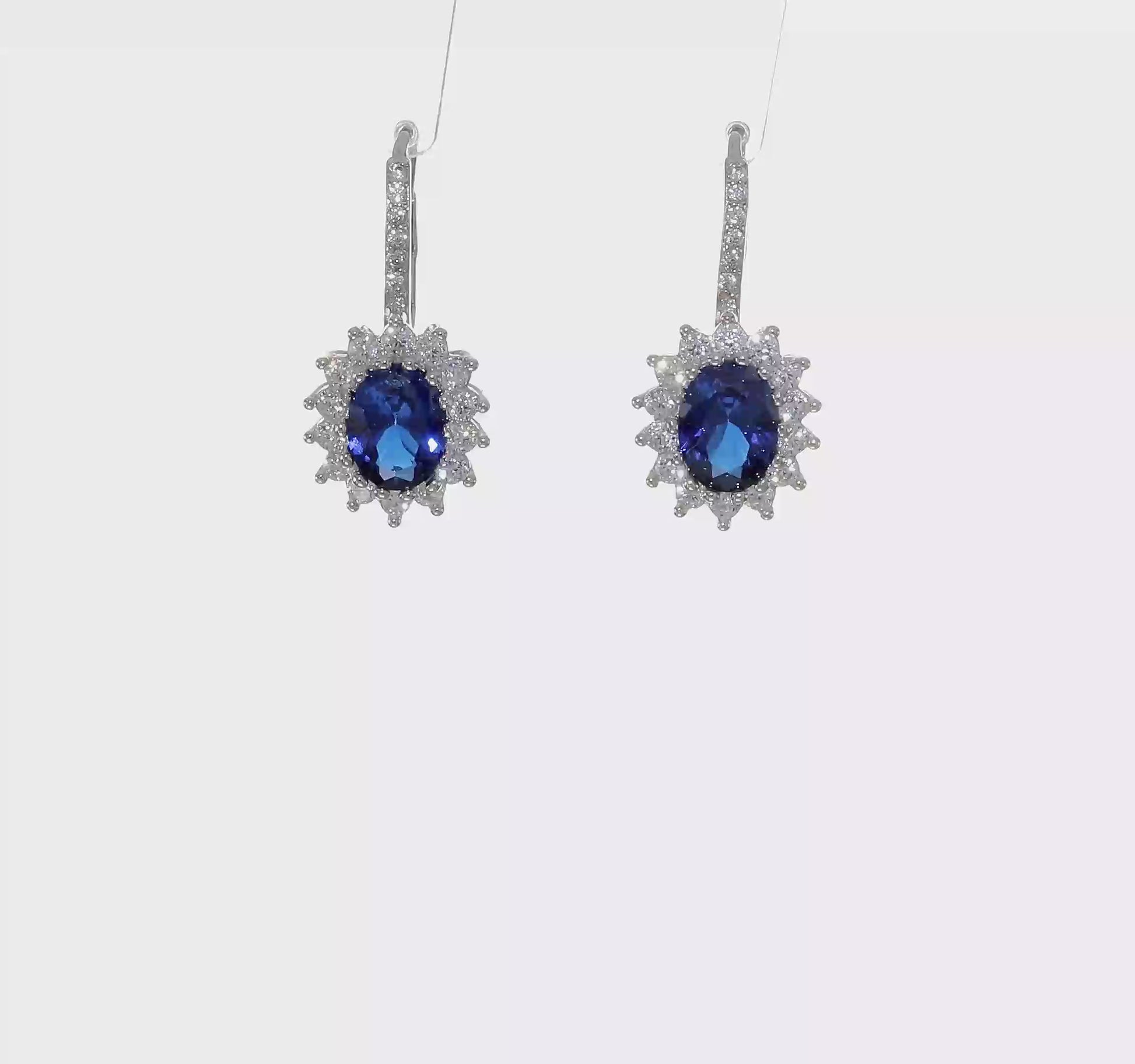 Sterling Silver Lab-Created Blue Spinel & White CZ Earrings