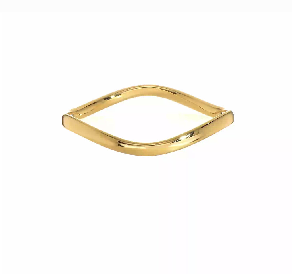 14K Yellow Gold Italian Wavy Hinge Bangle