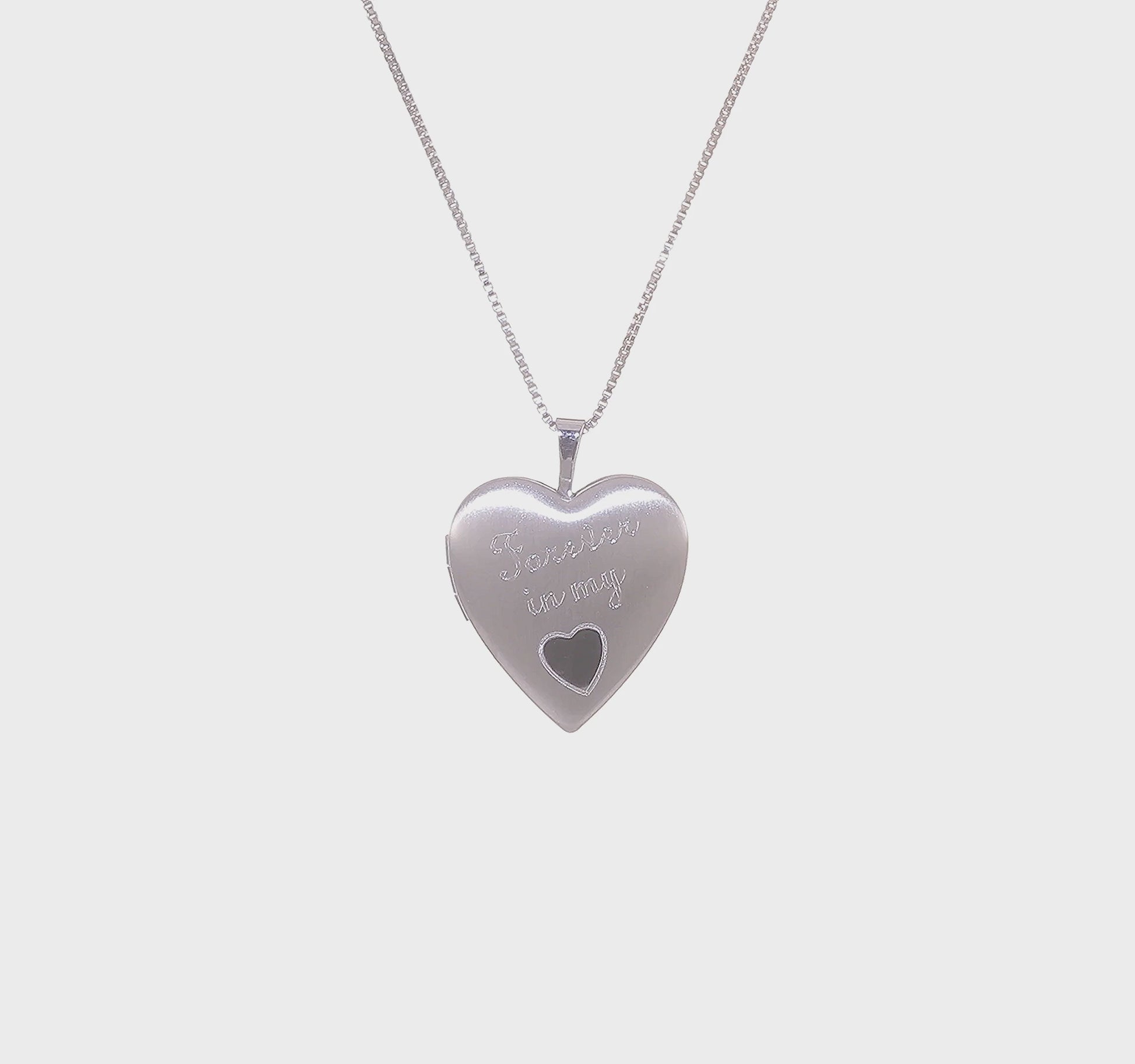 Sterling Silver “Forever In My Heart” Mother/Daughter Locket Necklace Set